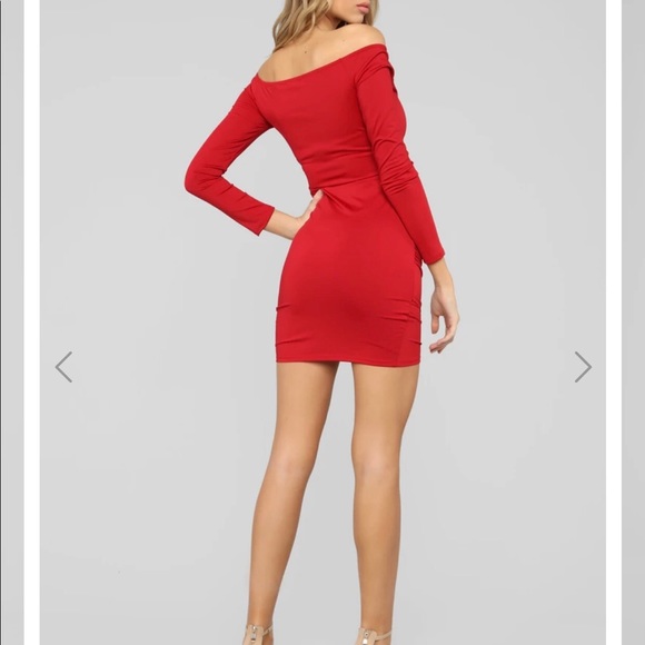 red off shoulder dress - Picture 4 of 5